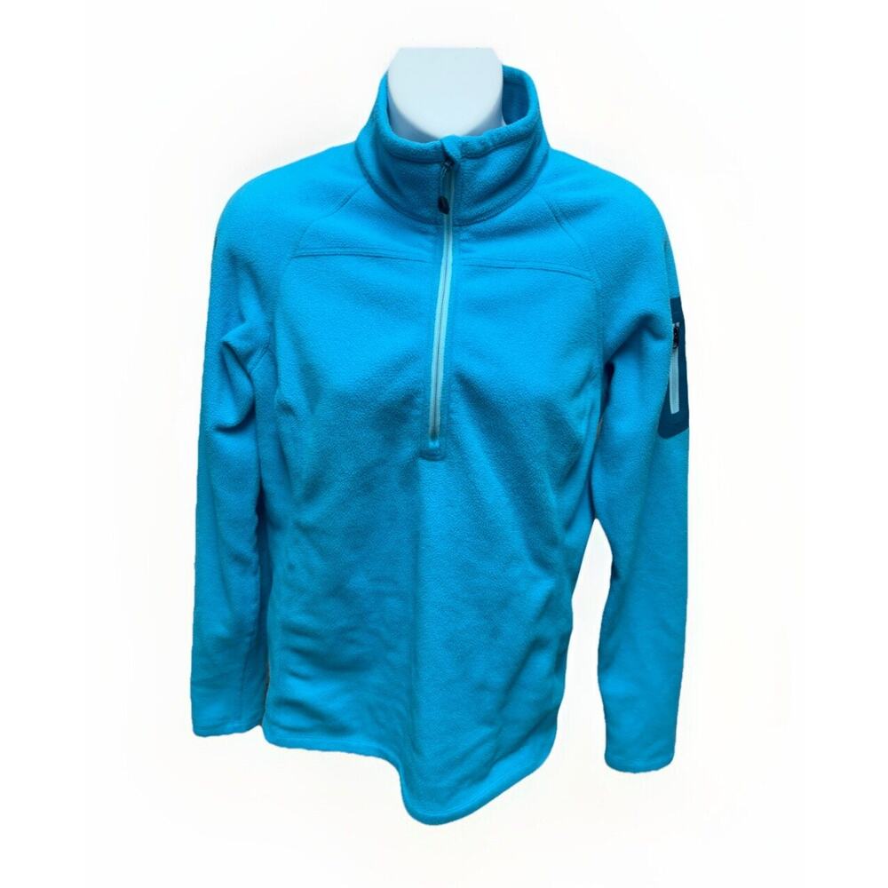 First Ascent Fleece Jacket Womens Size Medium Long Sleeve 1/2 Zip Pullover Blue